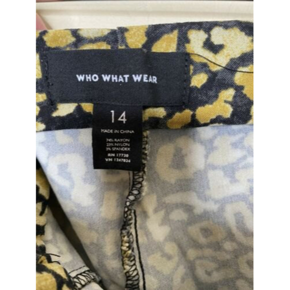 Who What Wear Size 14 Pants Leggings High Rise Stretch Leopard Cropped Beige Tan - Picture 3 of 3